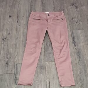 Mauve Pink Slim Fit Pants with Front Zip Details